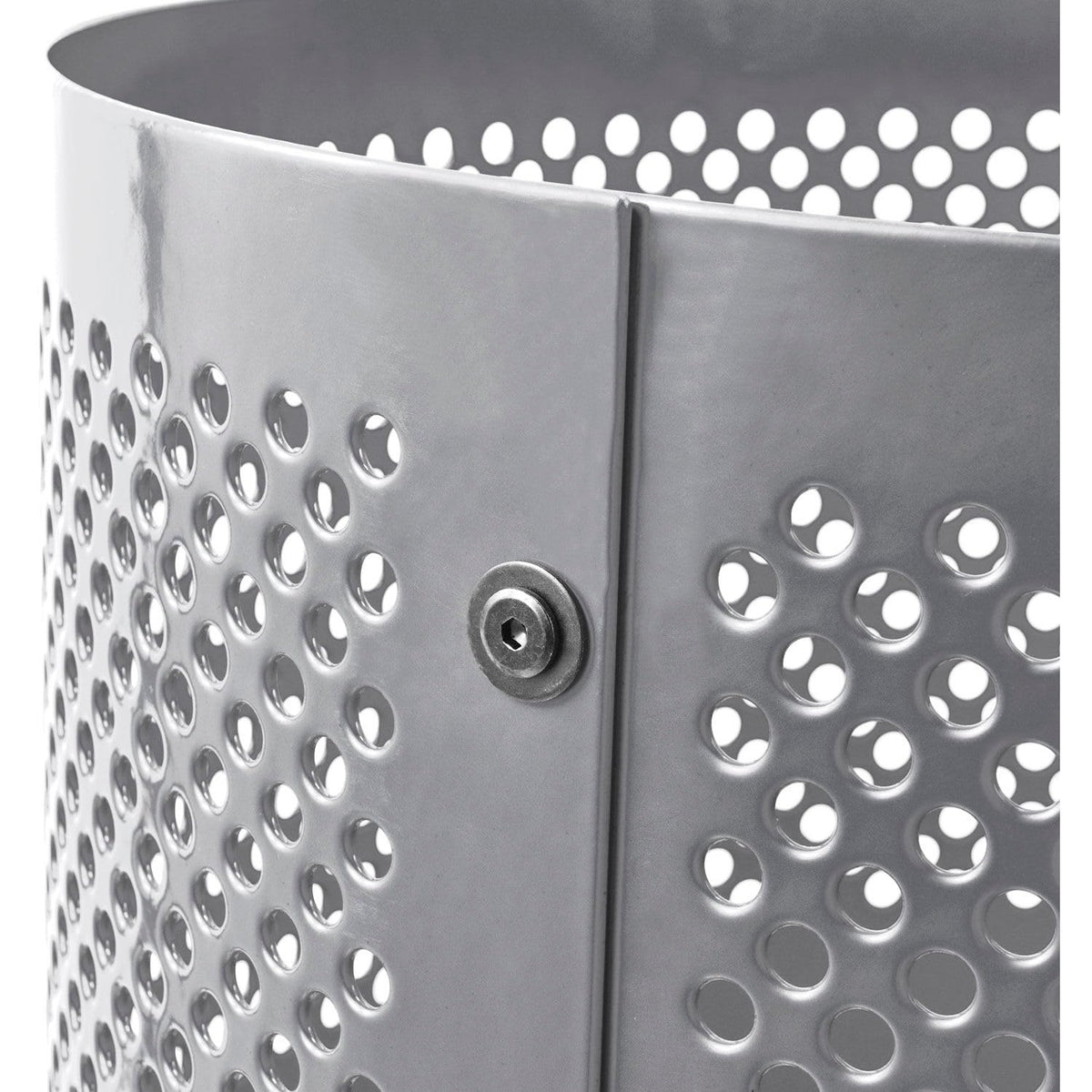36 Gallon Thermoplastic Coated Perforated Receptacle w/Dome Lid by Global Industrial – Steel, Gray, Model 261949GY