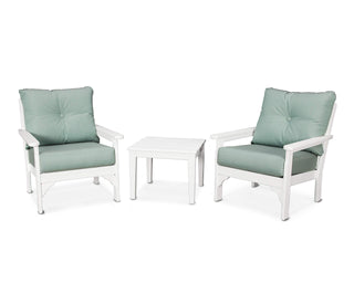 ® Vineyard Deep Seating Set by Polywood – High Density Polyethylene, White / Spa, Pack of 3, Model PWS402-2-WH5413