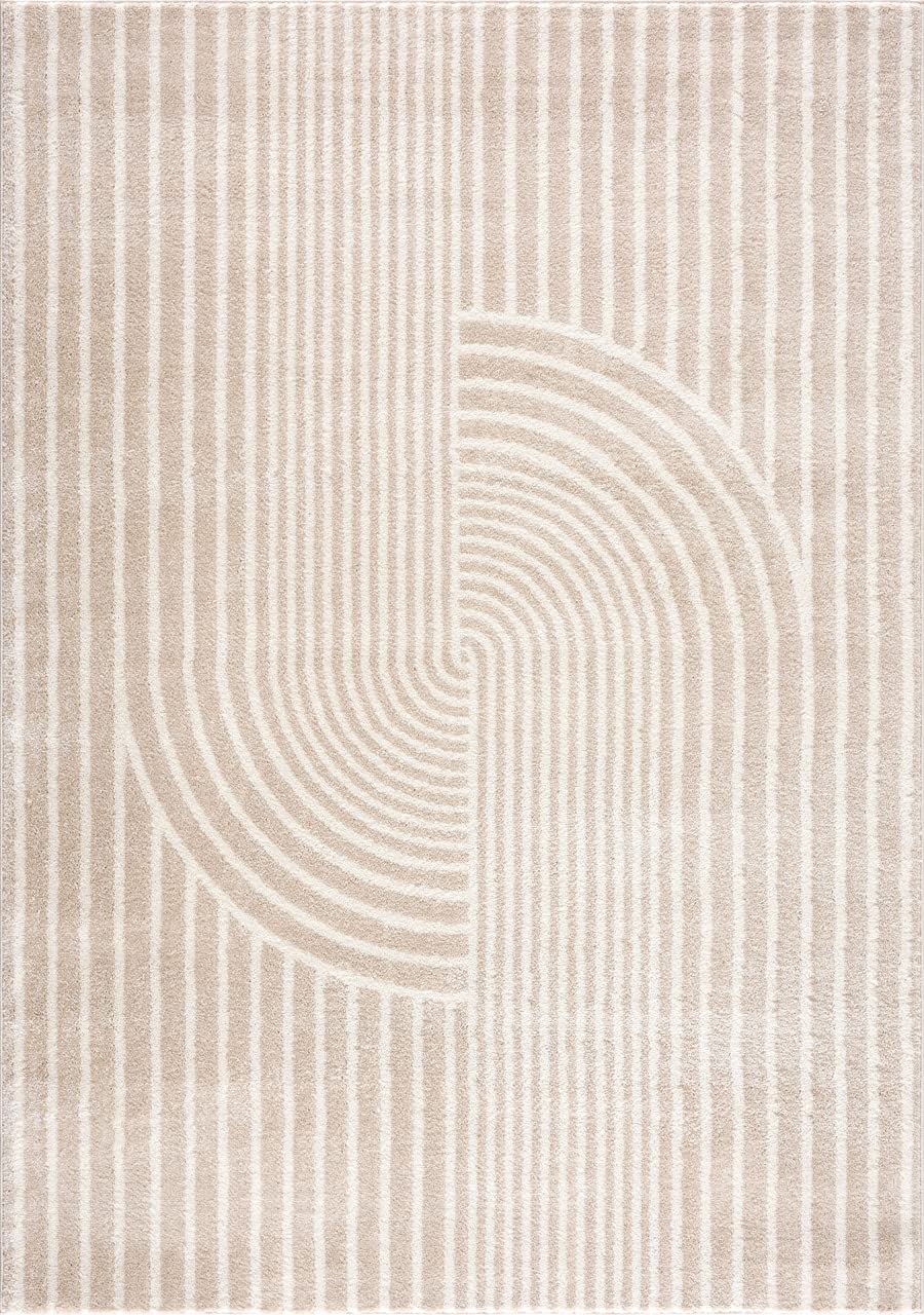 Area Rug for Living Room -Nuevo 2' x 3' Beige Arch Pattern Area Rug by Abani – 2' x 3' (Rectangular), Polypropylene, Cream, Model NUE150A