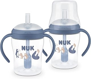 NUK Perfect Match Learner Straw Cup, 5 oz, 2 pack – Soft Straw, Easy-Grip Handles, BPA Free, Spill Proof Transition Sippy Cup
