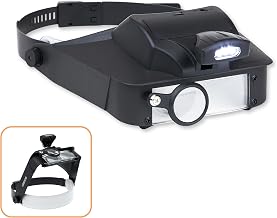 Carson LumiVisor Head Magnifier - Black Head Visor with LED Lighted Magnifier (2x/3x/5x/6x) (LV-10)