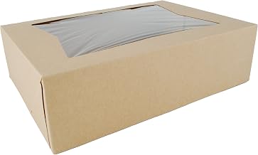 SCT Kraft Paperboard Window Bakery Box by SOUTHERN CHAMPION TRAY – 14" x 10" x 4", 560.0 cubic_inches, Cardboard, Brown, Pack of 100