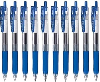 Zebra Technologies Zebra Sarasa Clip 0.7 Retractable Gel Ink Pen, Rubber Grip, 0.7mm, Blue Ink, Value Set of 10