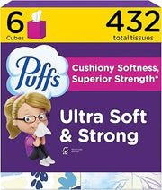Puffs Ultra Soft Facial Tissuess, Mega Cube, 72 Facial Tissues Per Box, 6 Count