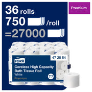 Tork Coreless High-Capacity Toilet Paper Roll White T7 – 36 x 750, 472884
