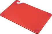 San Jamar Saf-T-Grip Plastic Cutting Board with Safety Hook, 12" x 18" x 0.5", Red, (Pack of 6)