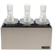 CFS Jamar Stainless Steel Condiment Pump Service Center with 3 Wells Black Jars by San Jamar – 14 inches x 7.875 inches x 12.5 inches, 1.0 fluid_ounces, Model P9713