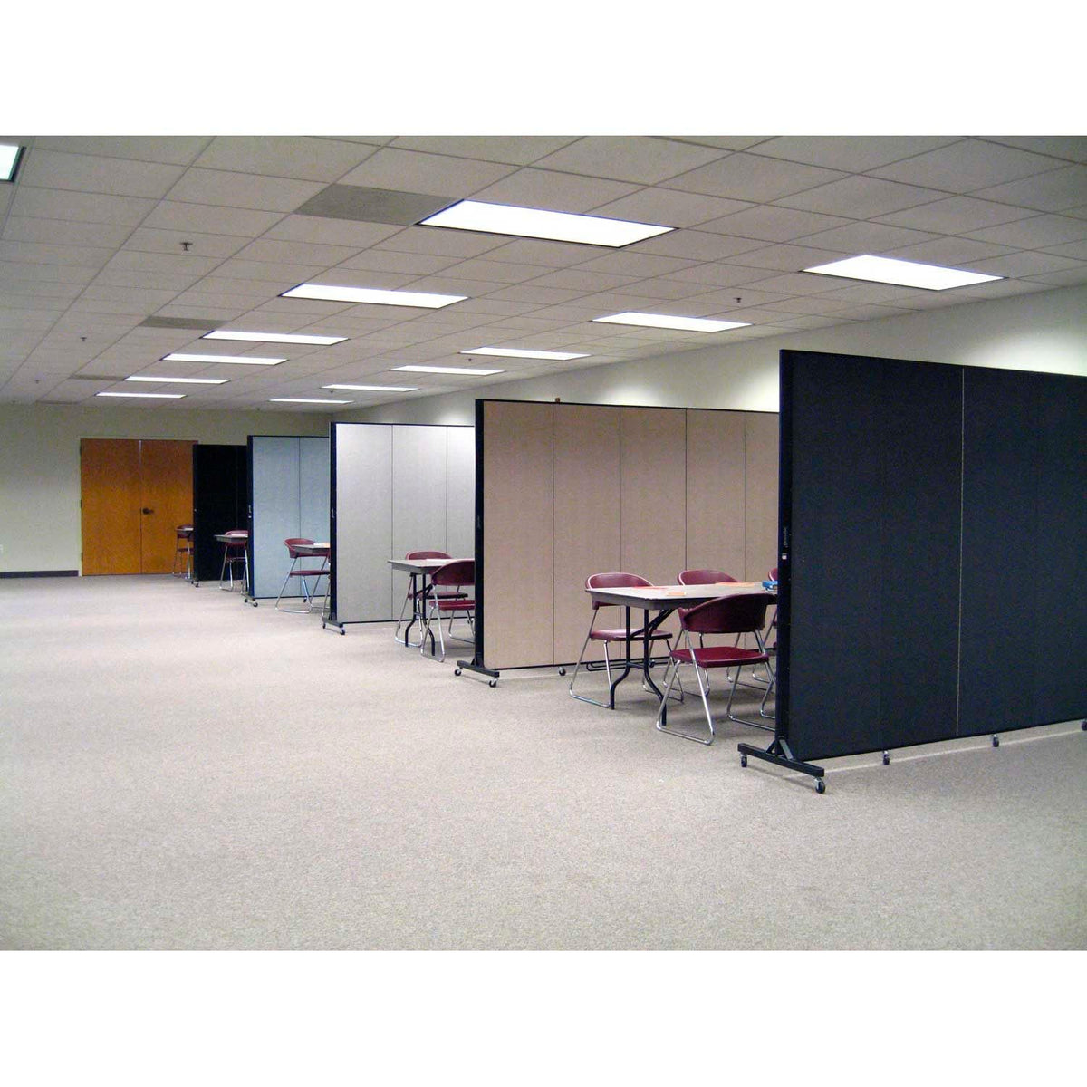 Screenflex 5 Panel Mobile Room Divider - Fabric Color: Navy by Screenflex Partitions – Fabric, Navy Blue, Model BFSL685-DV