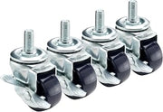 Krowne 28-139S 3" Threaded Stem Caster with Side Brake Overall 1/2"-13, 2" Wheel, Set of 4, 200 Lbs per Caster Load Capacity, Grease Resistant