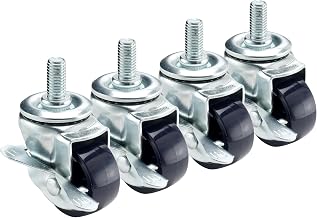 Krowne 28-139S 3" Threaded Stem Caster with Side Brake Overall 1/2"-13, 2" Wheel, Set of 4, 200 Lbs per Caster Load Capacity, Grease Resistant