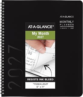 AT-A-GLANCE 2027 Planner, Monthly, 9" x 11", Contemporary Lite, Black (7026XL0527)