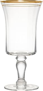 10 Strawberry Street Kate Water Goblet, 14 oz, Gold Rim