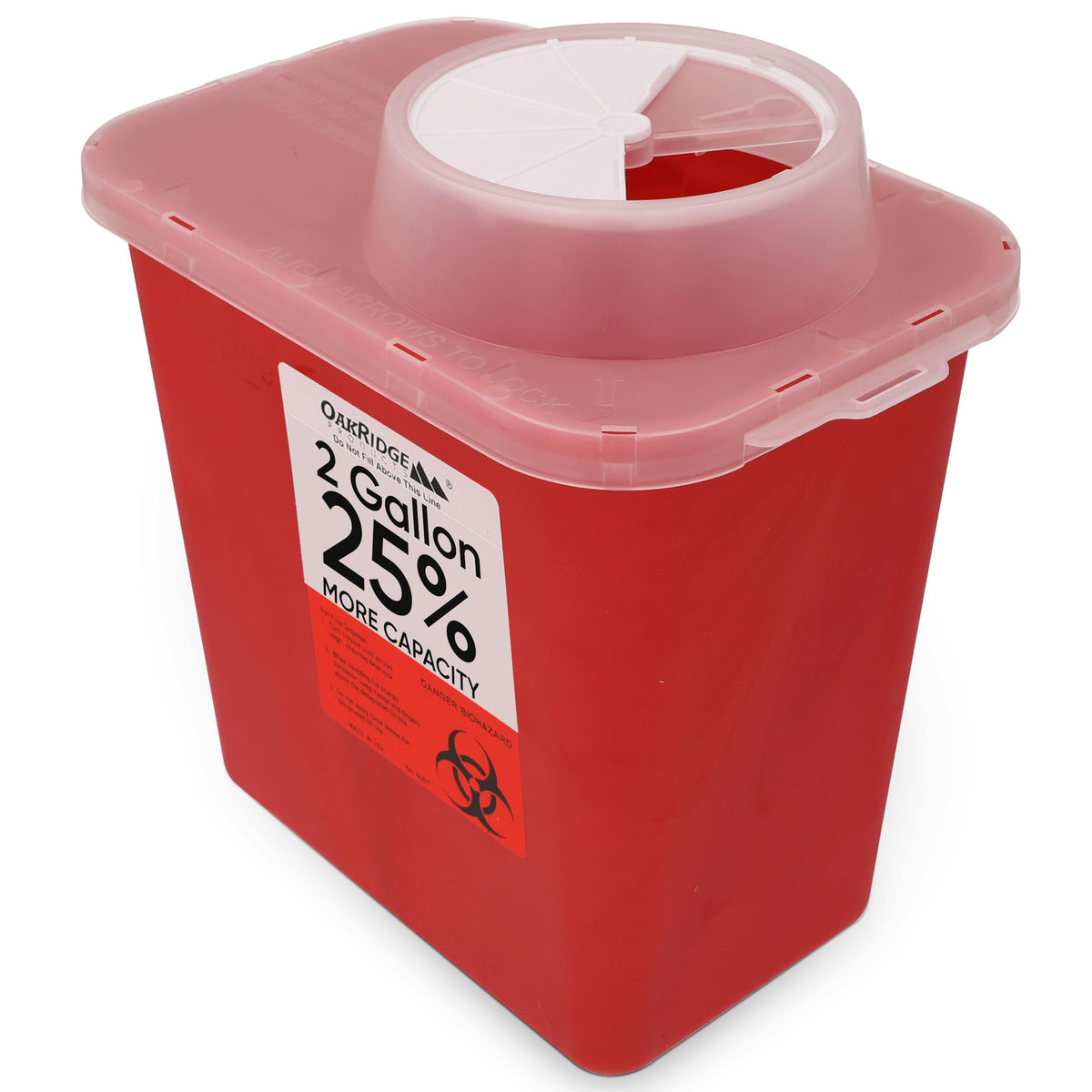 Large Sharps Container for Home Use and Professional 2 Gallon (1-Pack) with Chimney Top by OAKRIDGE PRODUCTS – 1 Count (Pack of 1), 2 gallons, red, Model 823503