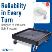 Carlisle FoodService Products E-Z Glide Warewashing Rack Dolly Dishwashing Rack Dolly with Drain for Kitchen and Restaurants – Plastic, 22.5 X 22.5 X 8 Inches, Black