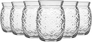 Bormioli Rocco 6 Piece Sour Pineapple Cocktail Glasses Set - Decorative Tropical Tiki Bar Drinking Tumblers - 455ml