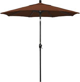 California Umbrella 7.5' Round Aluminum Market Umbrella, Crank Lift, Push Button Tilt