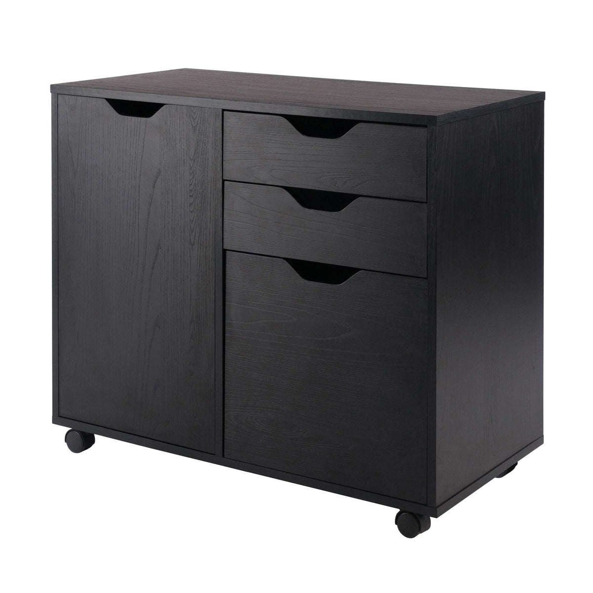 Winsome Black / 4 Doors, 12 Drawers, File Drawer / Transitional Home Office Cabinets