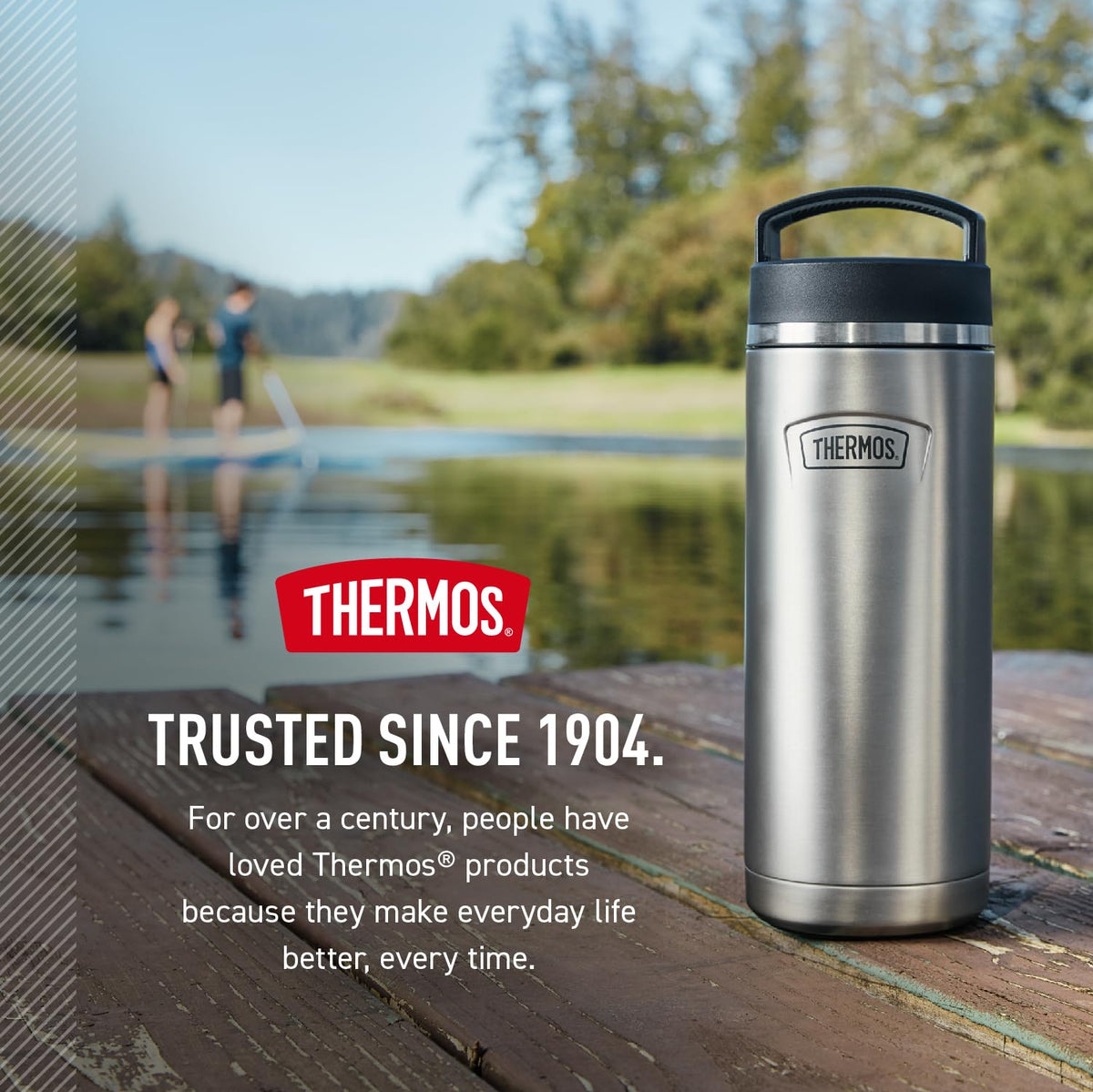 ICON SERIES Stainless Steel Water Bottle with Screw Top Lid - 32 Ounce by THERMOS – 32 Ounces, 32.0 fluid_ounces, Stainless Steel, Granite, Model IS2302GT4