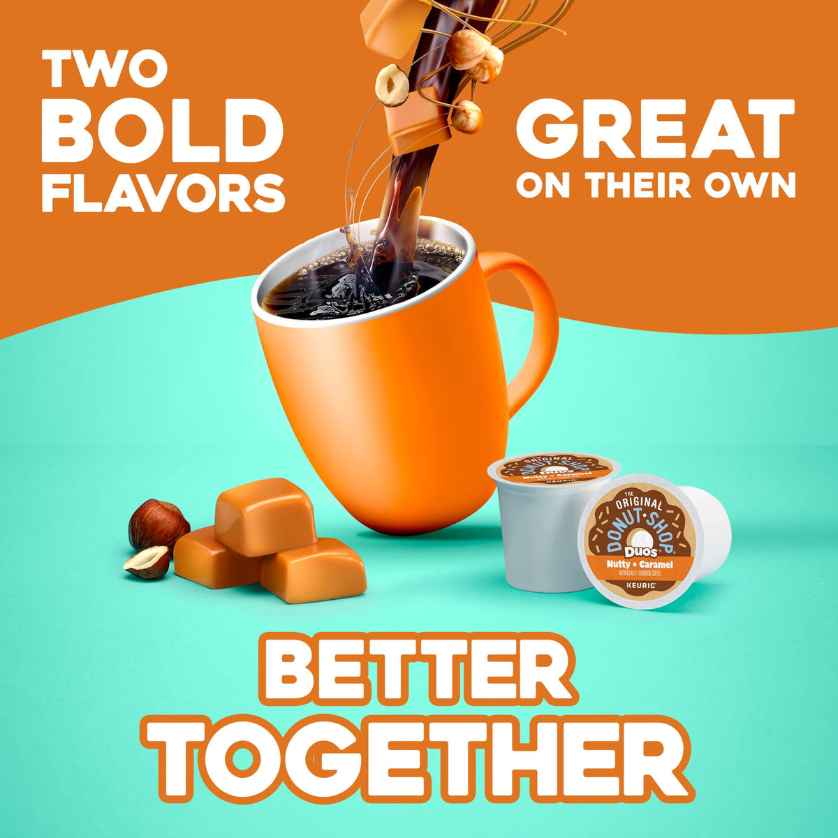 Duos Nutty + Caramel Keurig Single-Serve K-Cup Pods by The Original Donut Shop – 24 Count (Pack of 8), Model The Original Donut Shop Duos