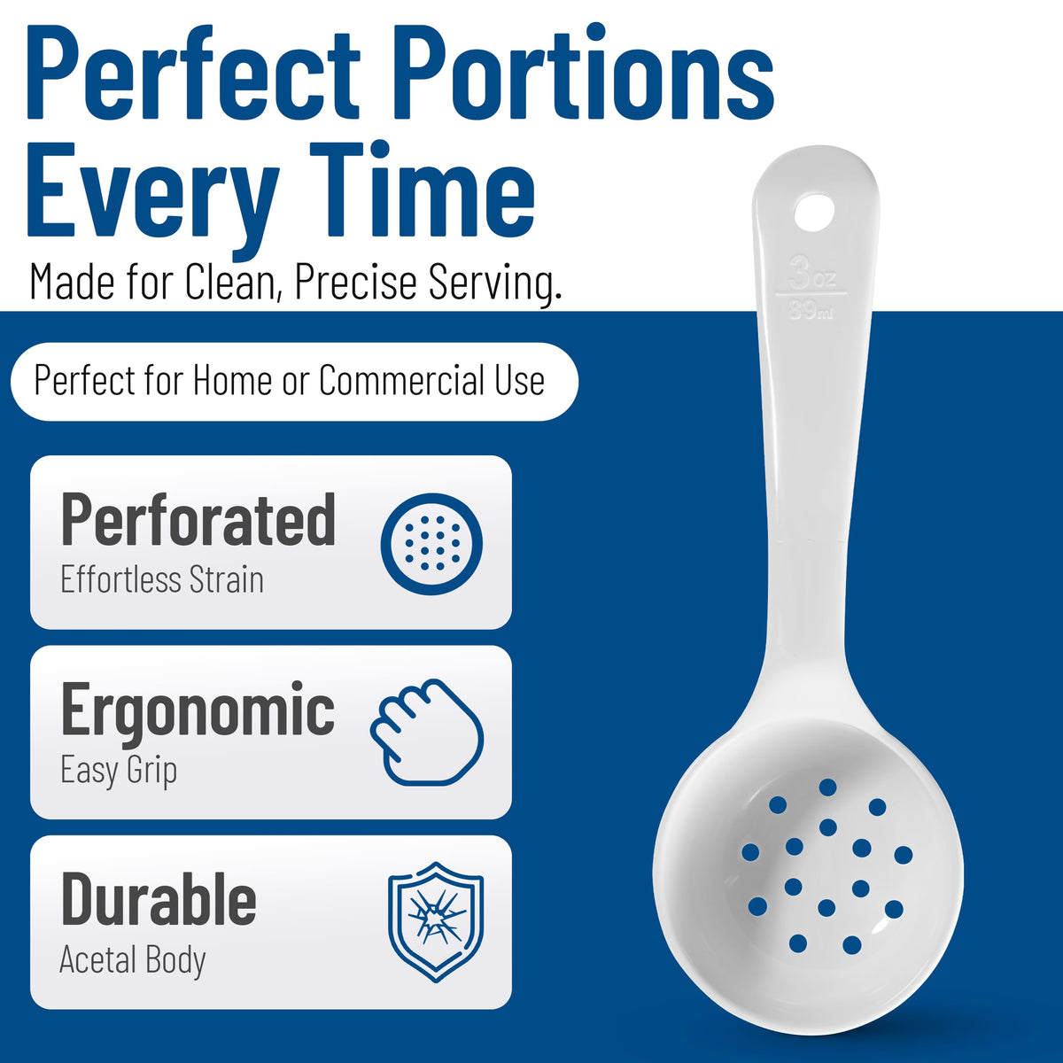 Carlisle FoodService Products 3 Ounces / White / Pack of 1 Cooking Spoons