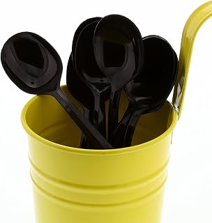 AmerCareRoyal Medium Weight Unwrapped Disposable Polystyrene Plastic Soup Spoons for Restaurants and Catering, Black, Pack of 1000