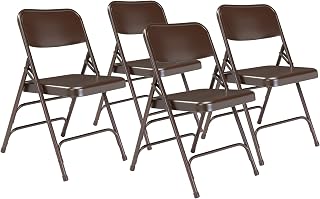 National Public Seating Folding Chair, Brown, Series 300, PK4