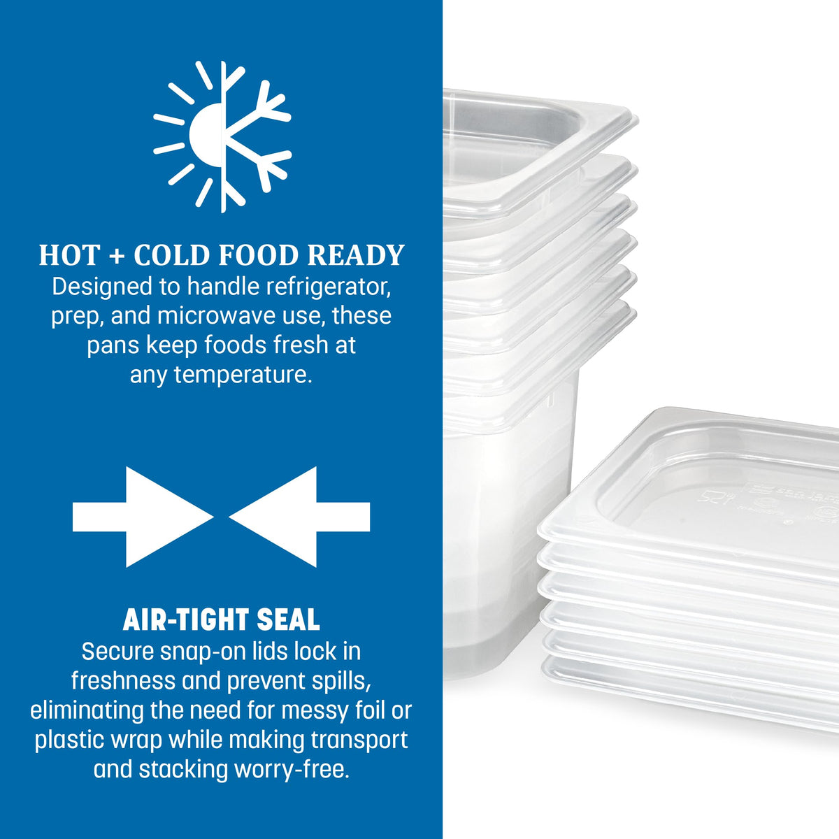 Modpans 1/6 Food Pan and Lid for Kitchens and Restaurants by San Jamar – 2 Quart, 1.9 liters, Polypropylene, White, Model MP16