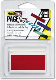 Redi-Tag Half-Adhesive Small Page Flags - 0.19" x 1" - Rectangle - Red - Removable, Self-Adhesive - 300 / Pack