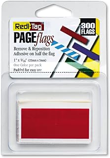 Redi-Tag Half-Adhesive Small Page Flags - 0.19" x 1" - Rectangle - Red - Removable, Self-Adhesive - 300 / Pack