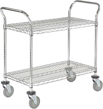 Global Industrial Wire Utility Cart, 2 Shelves, 800 Lb. Capacity, 48" L x 24" W x 38" H