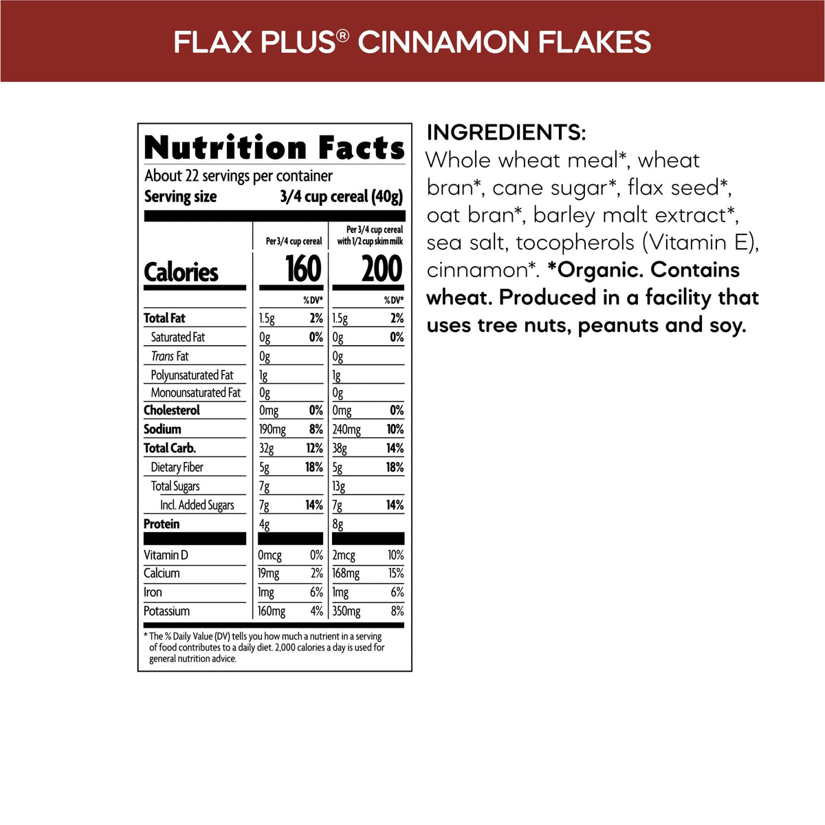 Nature's Path Flax Plus Cinnamon Flakes / 32 Ounce (Pack of 6) / 1 Cold Cereal