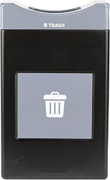 Commercial Zone Avante™ Series Made in The USA, Black Trash Container, 30-Gallon Shallow, Gray Trash Panel, Gray Lid, Open Top, Liner Included