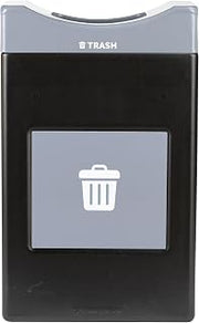 Commercial Zone Avante™ Series Made in The USA, Black Trash Container, 30-Gallon Shallow, Gray Trash Panel, Gray Lid, Open Top, Liner Included