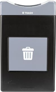 Commercial Zone Avante™ Series Made in The USA, Black Trash Container, 30-Gallon Shallow, Gray Trash Panel, Gray Lid, Open Top, Liner Included