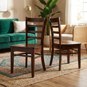 Solid Wood Side Chair with Classic Hardwood Frame by Furnifact – Wood, Espresso, Pack of 2