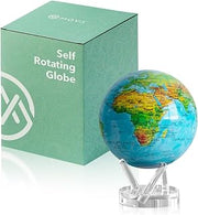 MOVA Self Rotating Globe, Ocean Blue Relief Prestige (8.5") | solar powered globe, no batteries or cords, gift for geography lovers, premium kinetic display, office desk decor