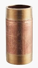 1-1/4" x 4-1/2" Seamless Red Brass Pipe Nipple, 140 PSI, Sch. 40, Import