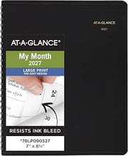 AT-A-GLANCE 2027 Planner, Monthly, 7" x 8.75", Large Print, Unruled Daily Blocks, Black (70LP090527)