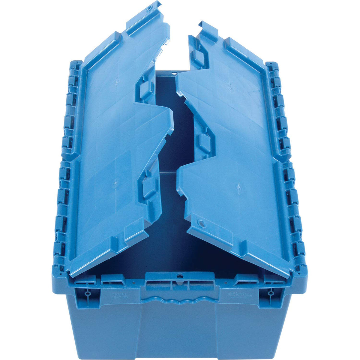 Distribution Container with HINGED LID by Monoflo – 21.9x15.3x9.7 inches, Plastic, Blue, Model 257808BL