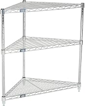 Global Industrial (3) Shelf Corner Media Stand, Chrome, 32 x 24