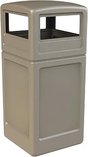 Commercial Zone Square Waste Container with Dome Lid, Polyethylene, 42-gal, Beige