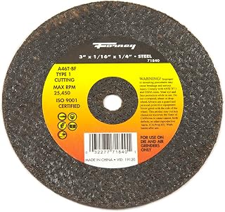 Forney 71840 3-Inch by 1/16-Inch A46T-BF Type 1 Metal Cut Off Wheel with 1/4-Inch Arbor
