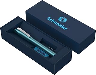Schneider Ceod Shiny Rollerball Pen Gift Set in Cardboard Case Including Standard Ink Cartridges for Right and Left Handed Users Teal