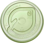 Vegware Compostable 96-Series Cold Cup Lids, Case of 1000, Veridian Green Flat Lid with Straw Hole, Made From PLA Renewable Plant Based Plastic, Clear For Visibility