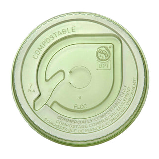 Compostable 96-Series Cold Cup Lids by Vegware – PLA, Green, Pack of 1000, Model VW-FLCCGN
