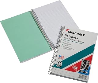 AbilityOne NSN6002020 - SKILCRAFT® 100% Post-Consumer Recycled Spiral Notebooks and Steno Pads - College Ruled - 9-1/2" x 6"
