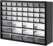 Global Industrial 44 Drawers Plastic Drawer Parts Cabinet, 20" W x 6-1/2"D x 16" H, Black