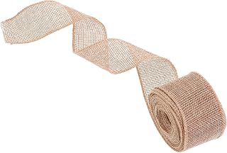 4cm Natural Linen-Like Wired Edge Ribbon Roll 5 Yards for Christmas Ribbon Decoration, DIY Bow Making and Party Craft Wrapping