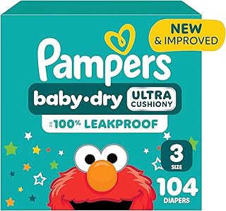 Pampers Diapers - Baby Dry - Size 3, 104 Count, Absorbent Disposable Infant Diaper (Packaging May Vary)
