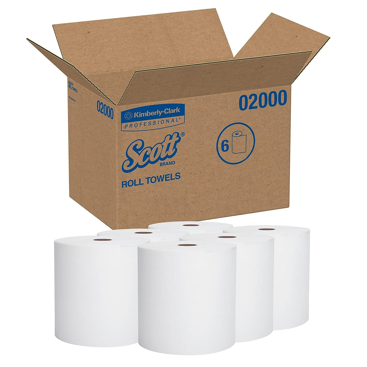 Hard Roll Paper Towels by Scott – 6 Rolls (100 Sheets each), Paper, White, Model 02000
